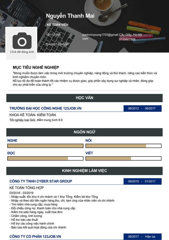 mẫu CV xin việc kế to&aacute;n