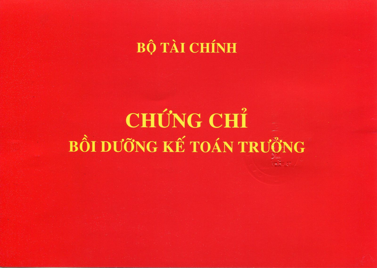 Chứng chỉ kế to&aacute;n trưởng của Bộ T&agrave;i ch&iacute;nh