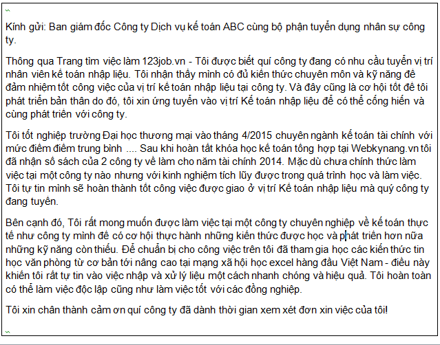 cover letter mẫu - mẫu thư xin việc