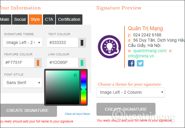 C&aacute;ch tạo chữ k&yacute; gmail tr&ecirc;n một số web hỗ trợ