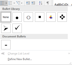 C&aacute;ch l&agrave;m CV tr&ecirc;n word: Insert c&aacute;c bullet v&agrave;o CV