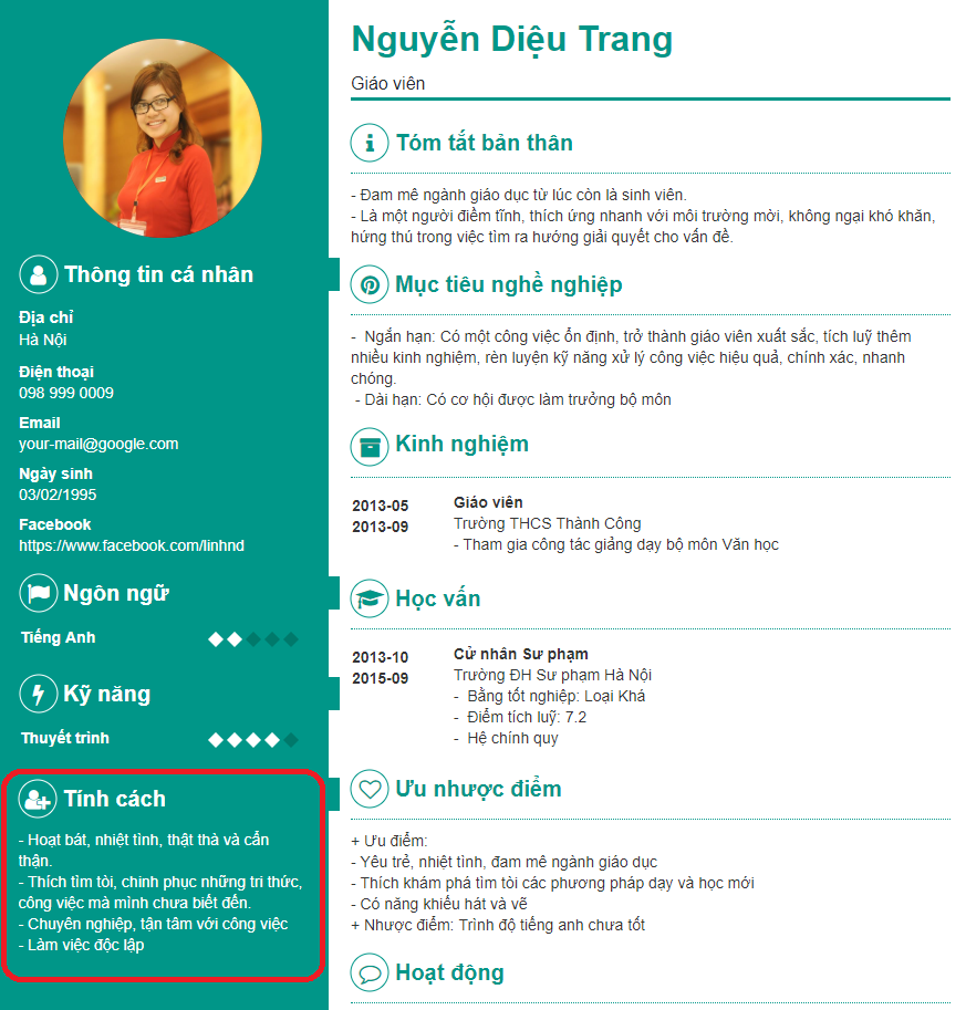 T&iacute;nh c&aacute;ch trong CV: Lựa chọn t&iacute;nh c&aacute;ch tinh tế sẽ g&acirc;y ấn tượng tốt với nh&agrave; tuyển dụng