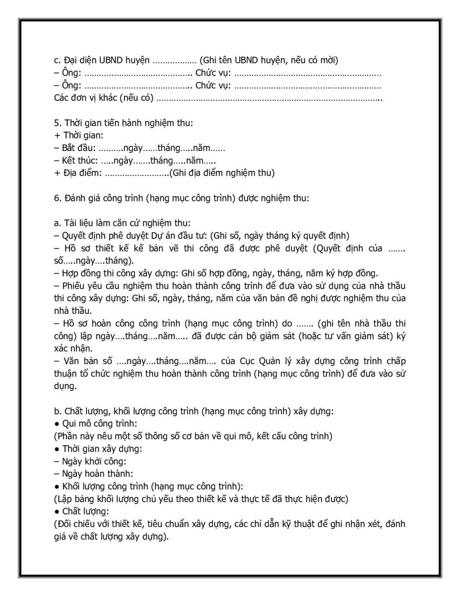 Bi&ecirc;n bản nghiệm thu c&ocirc;ng tr&igrave;nh ho&agrave;n th&agrave;nh đưa v&agrave;o sử dụng
