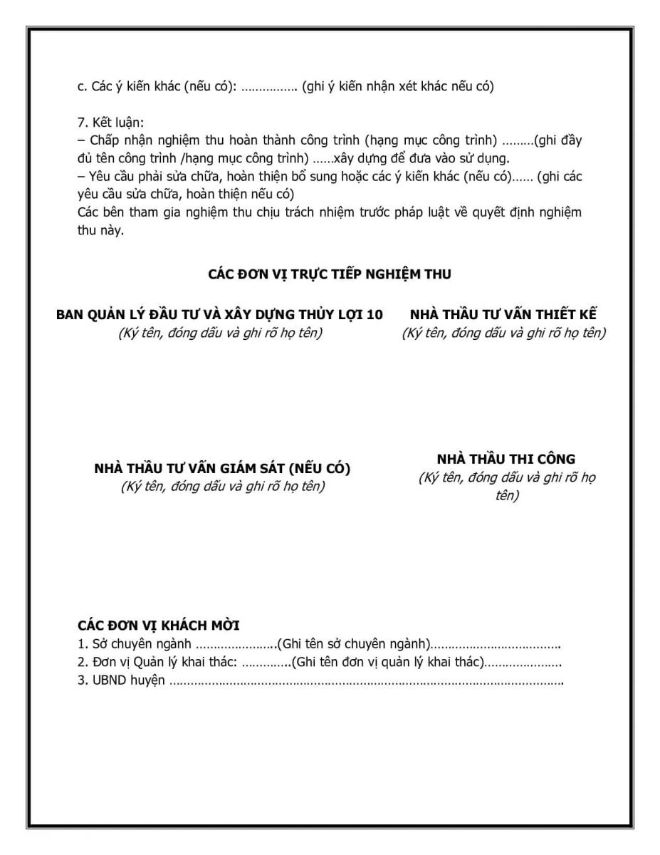 Bi&ecirc;n bản nghiệm thu c&ocirc;ng tr&igrave;nh ho&agrave;n th&agrave;nh đưa v&agrave;o sử dụng