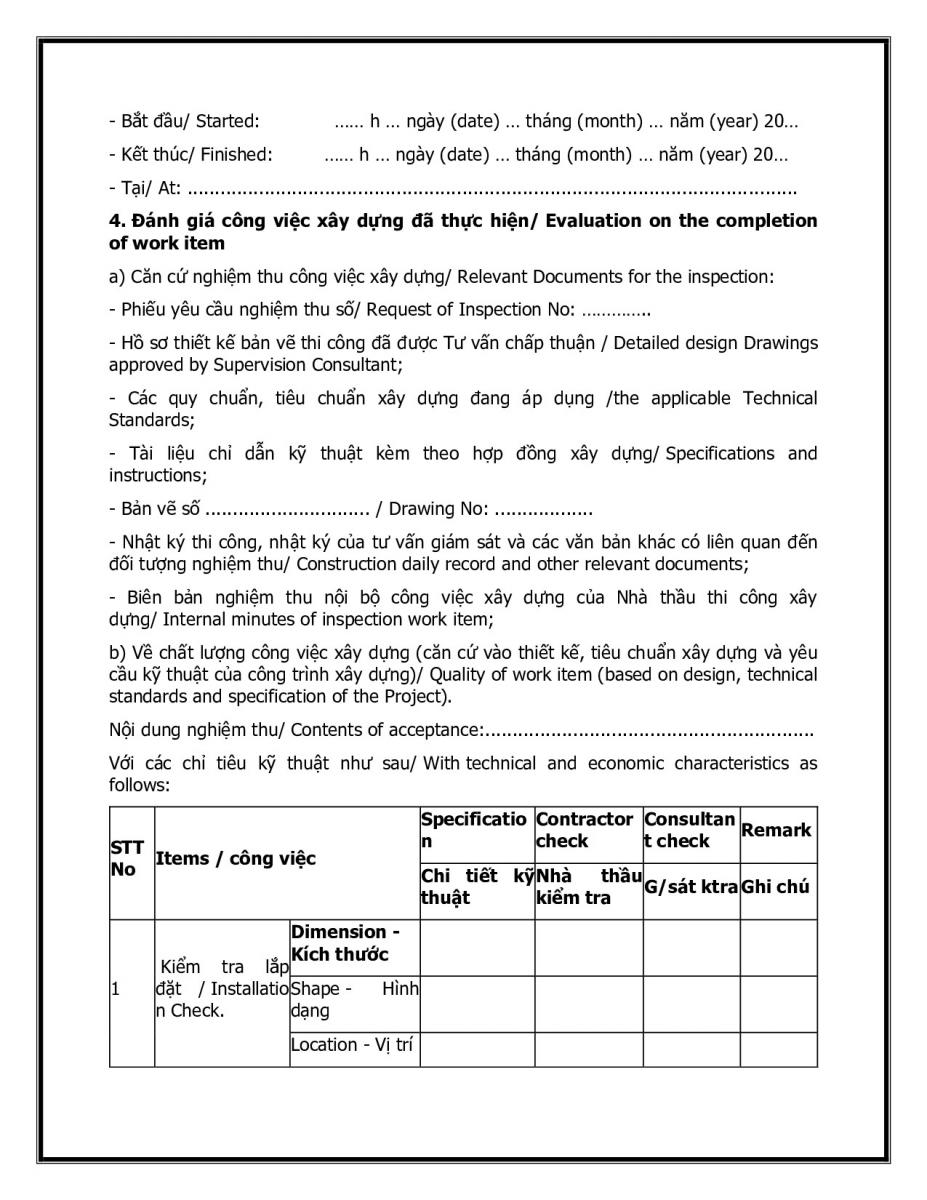 Bi&ecirc;n bản nghiệm thu c&ocirc;ng tr&igrave;nh tiếng anh&nbsp;