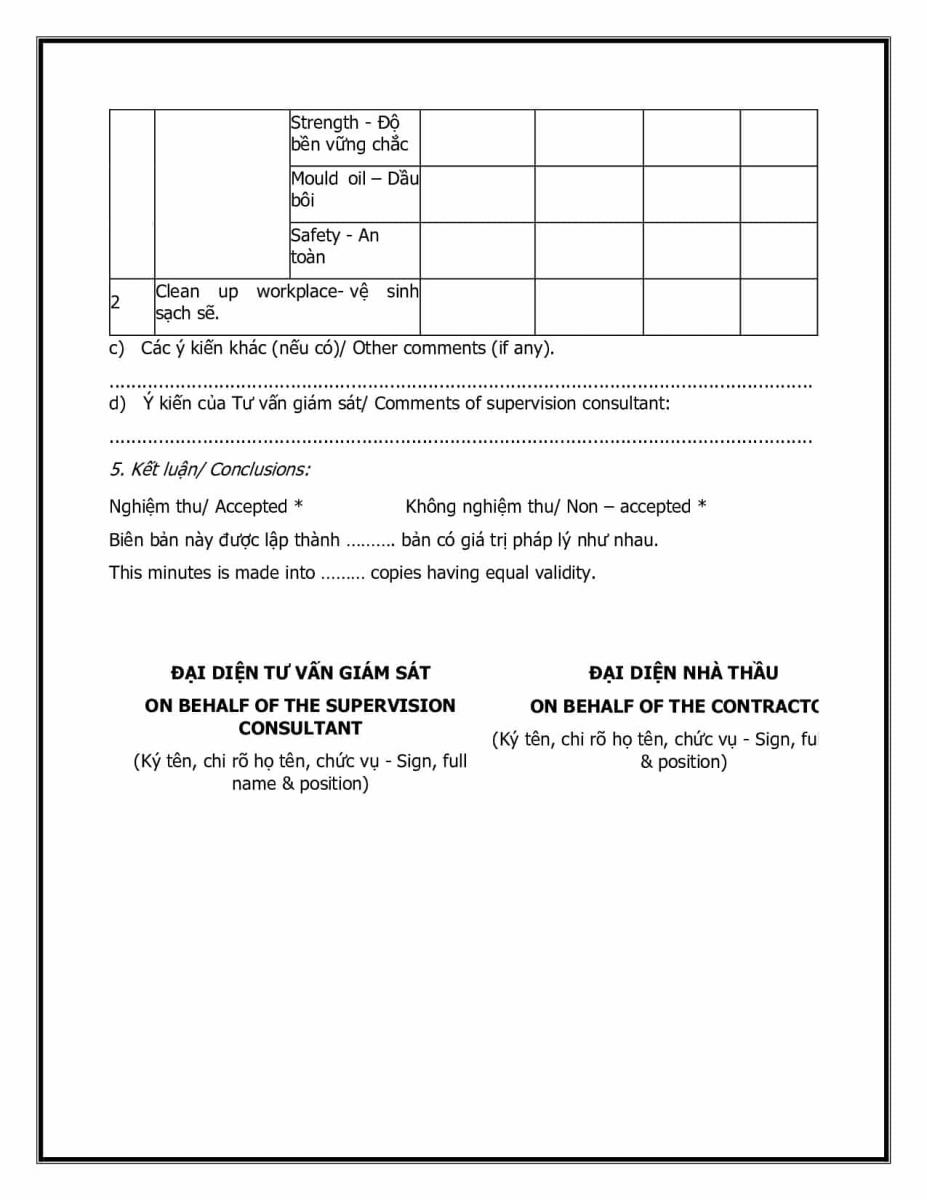 Bi&ecirc;n bản nghiệm thu c&ocirc;ng tr&igrave;nh tiếng anh&nbsp;