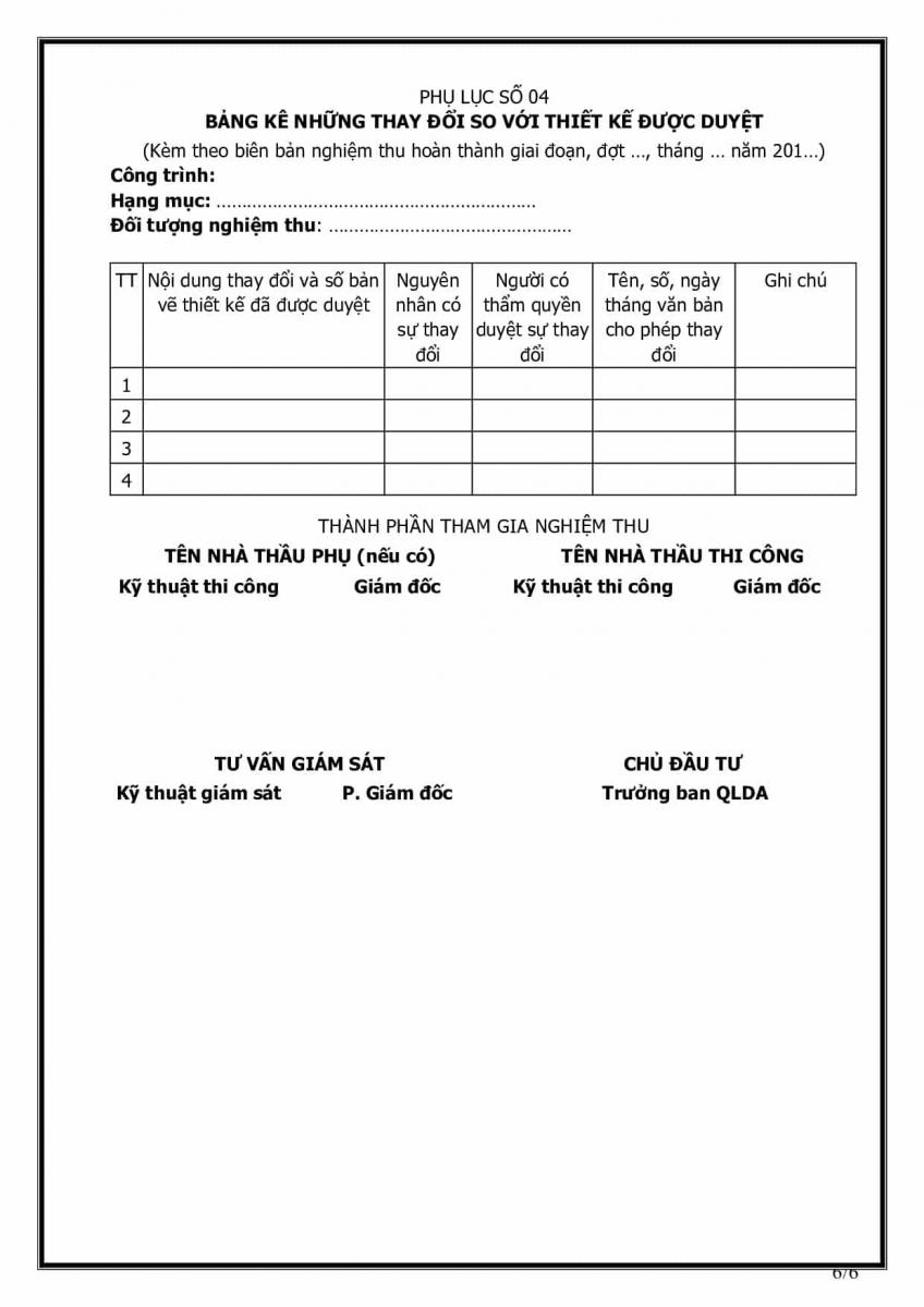 Mẫu bi&ecirc;n bản nghiệm thu khối lượng 