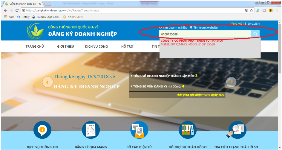 tra cứu đăng k&yacute; kinh doanh bằng m&atilde; số thuế bước 2