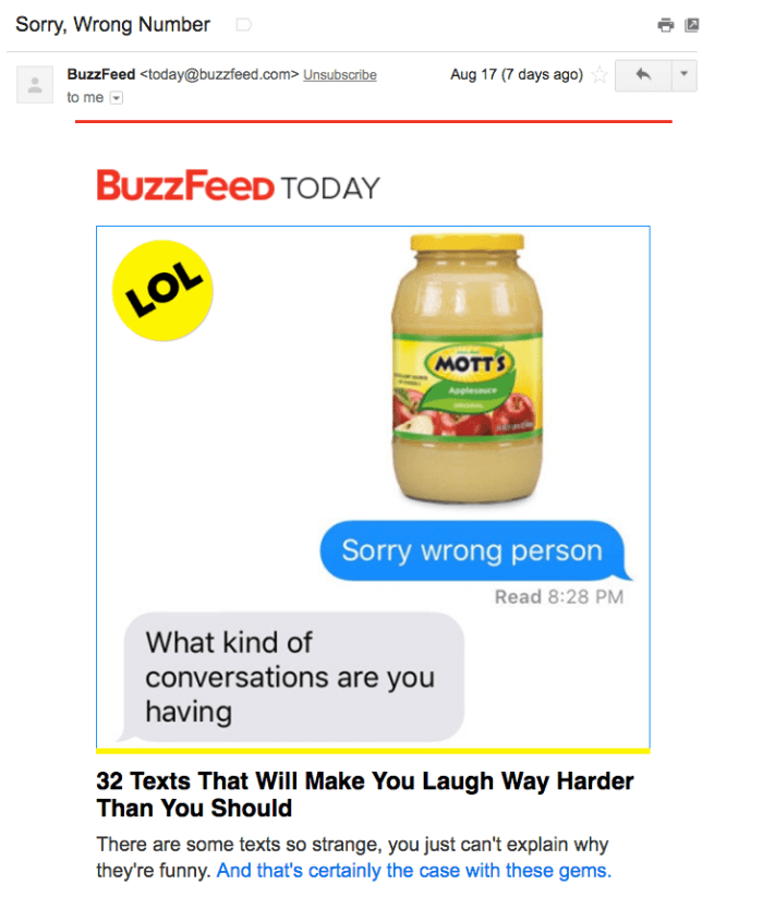 buzzfeed email marketing c&oacute; h&igrave;nh ảnh