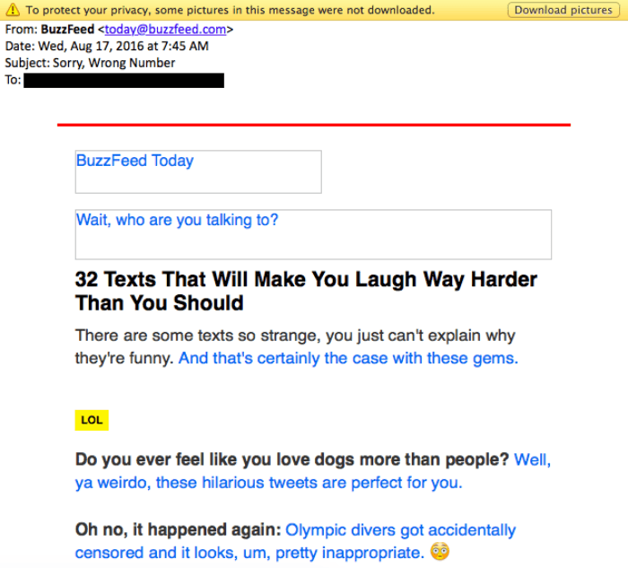 buzzfeed email marketing kh&ocirc;ng c&oacute; h&igrave;nh ảnh