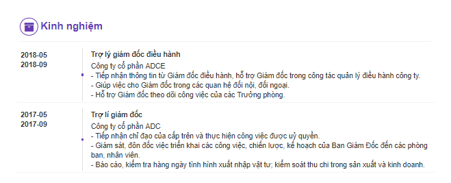 Kinh nghiệm l&agrave;m việc l&agrave; ph&agrave;n rất quan trọng trong CV
