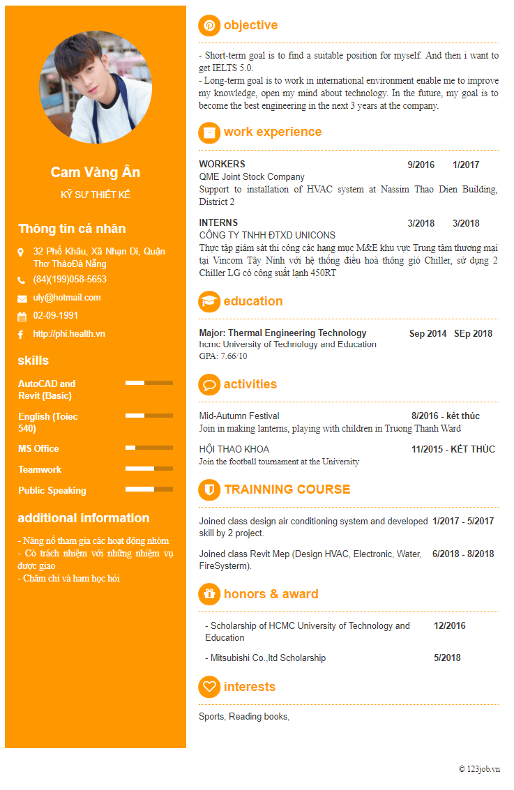 CV tiếng anh đẹp