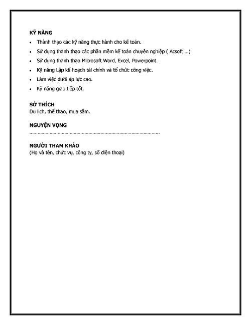 CV xin việc kế to&aacute;n