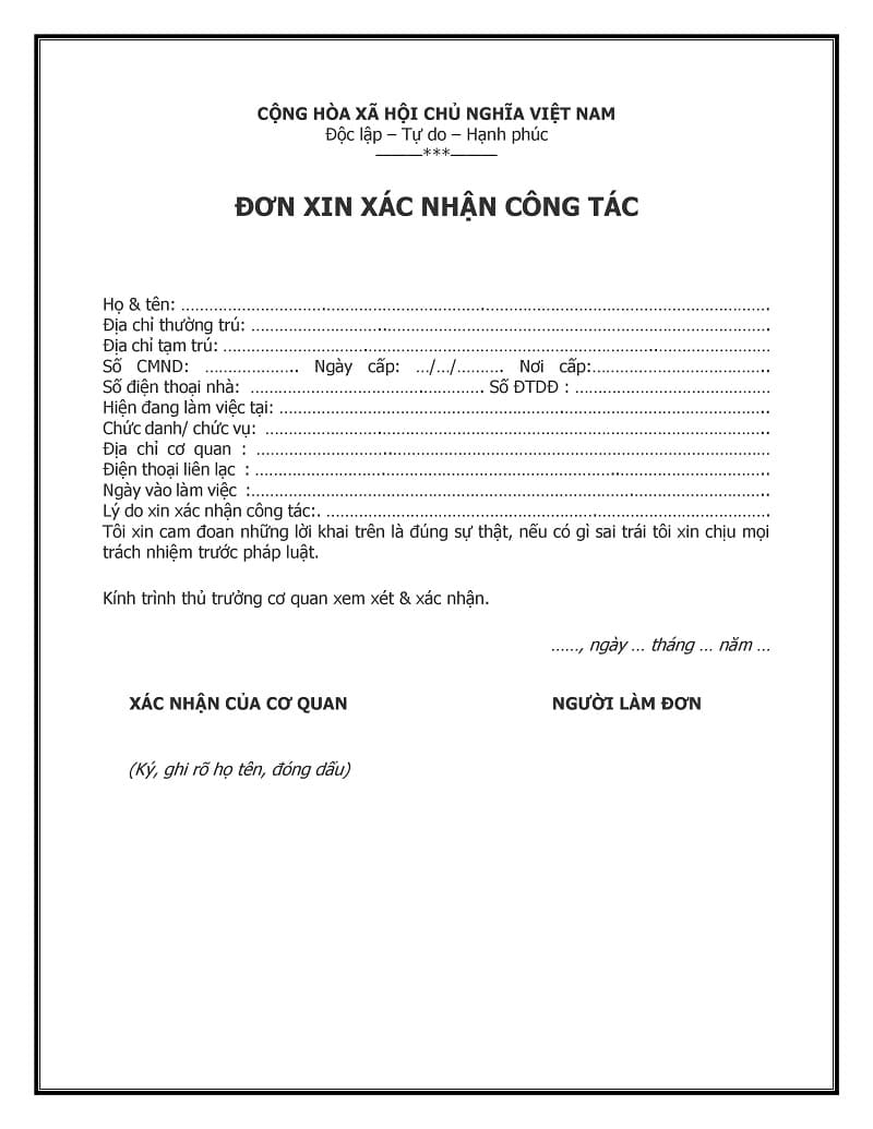giấy x&aacute;c nhận c&ocirc;ng t&aacute;c