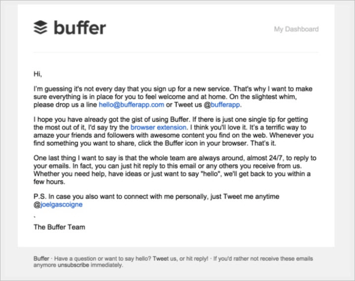 email marketing của buffer