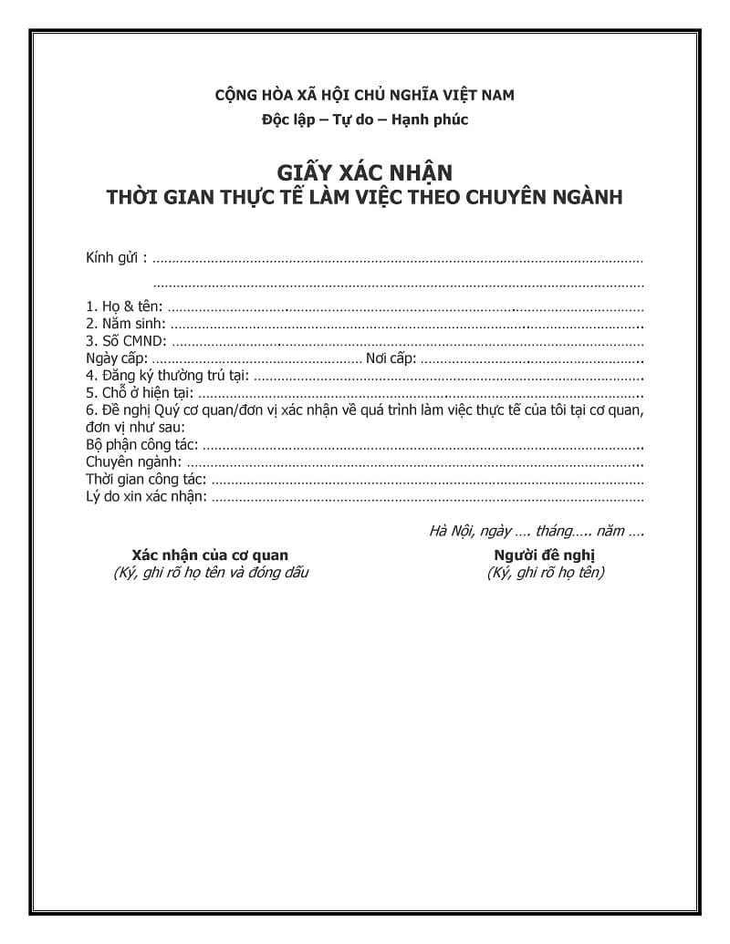 giấy x&aacute;c nhận c&ocirc;ng t&aacute;c