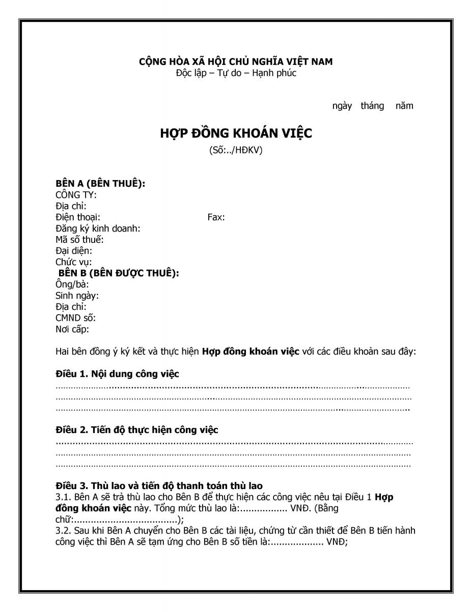 Hợp đồng khoán việc