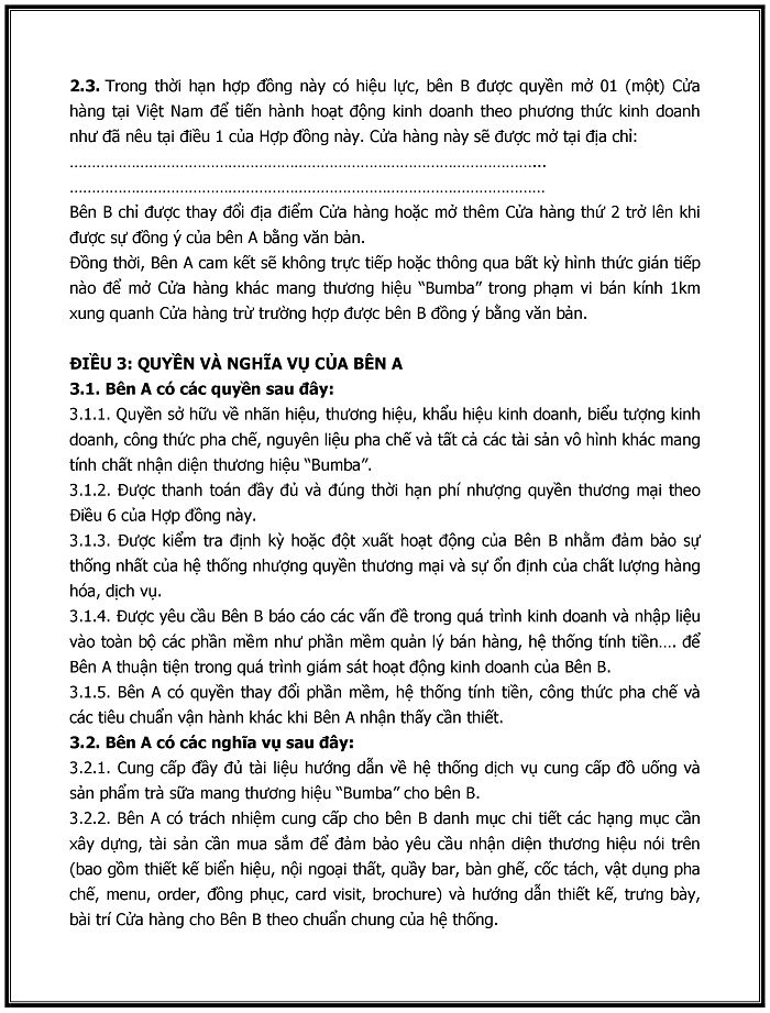 hợp đồng nhượng quyền kinh doanh