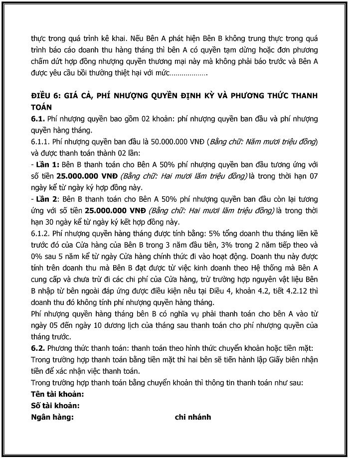 hợp đồng nhượng quyền kinh doanh