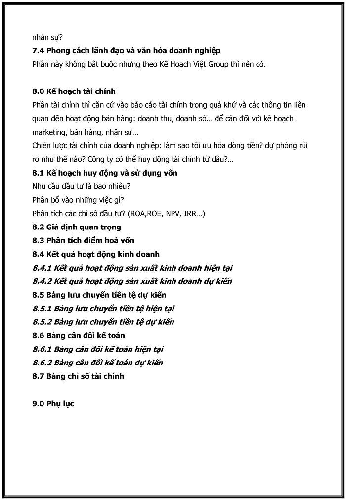 kế hoạch kinh doanh mẫu