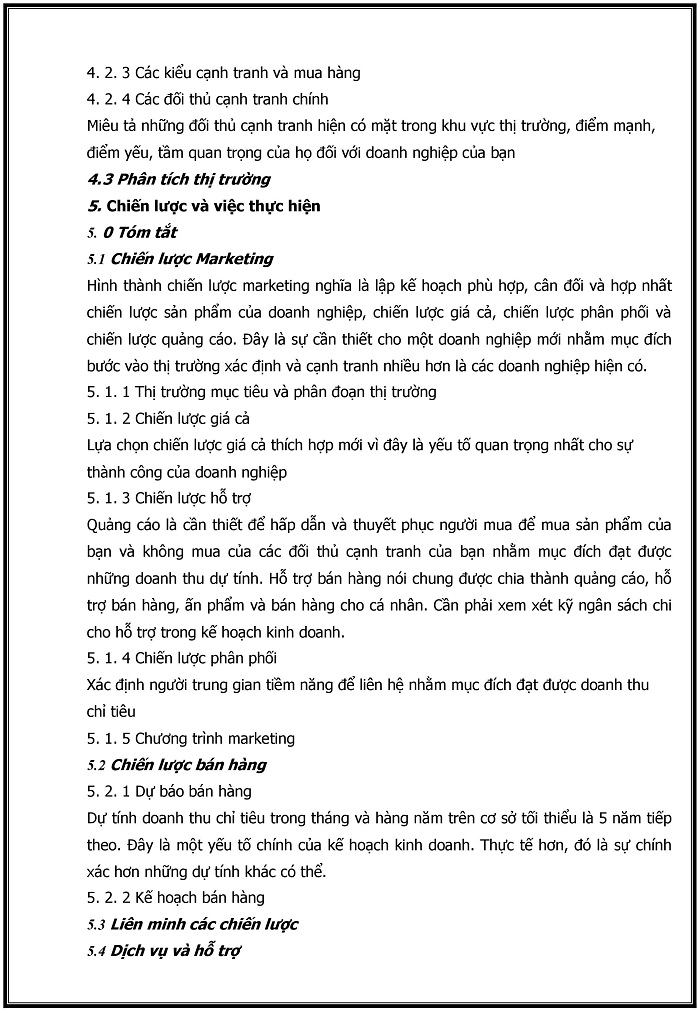 kế hoạch kinh doanh mẫu