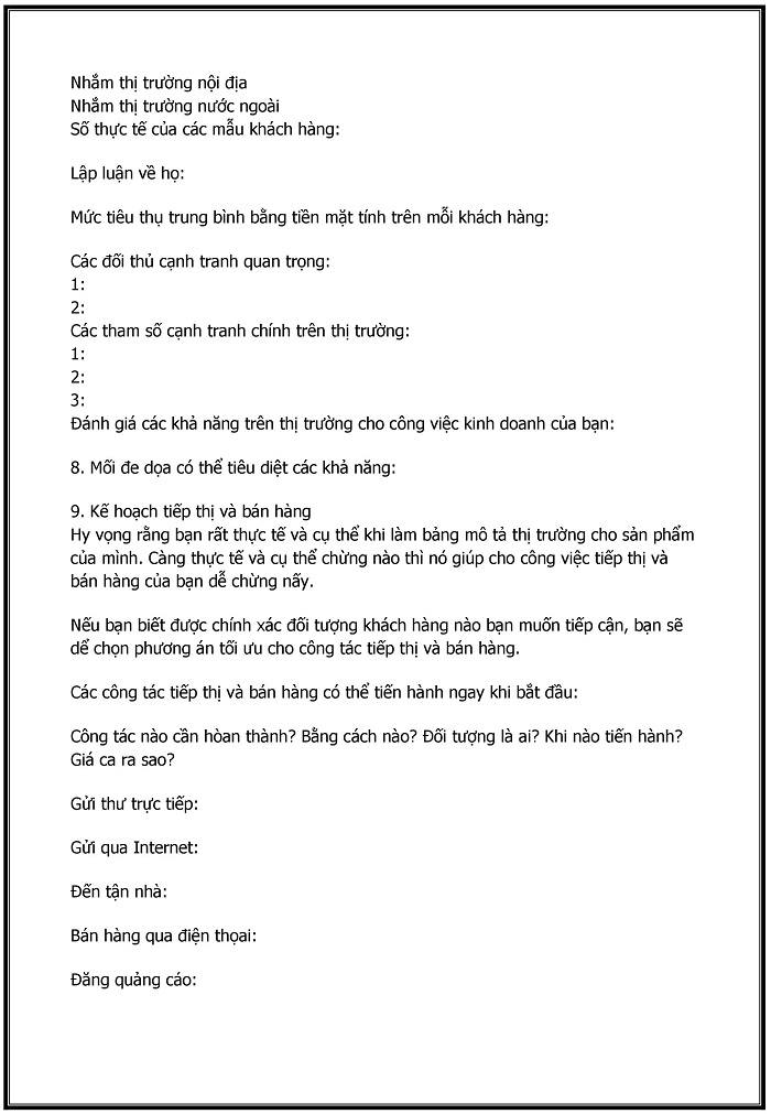 kế hoạch kinh doanh mẫu
