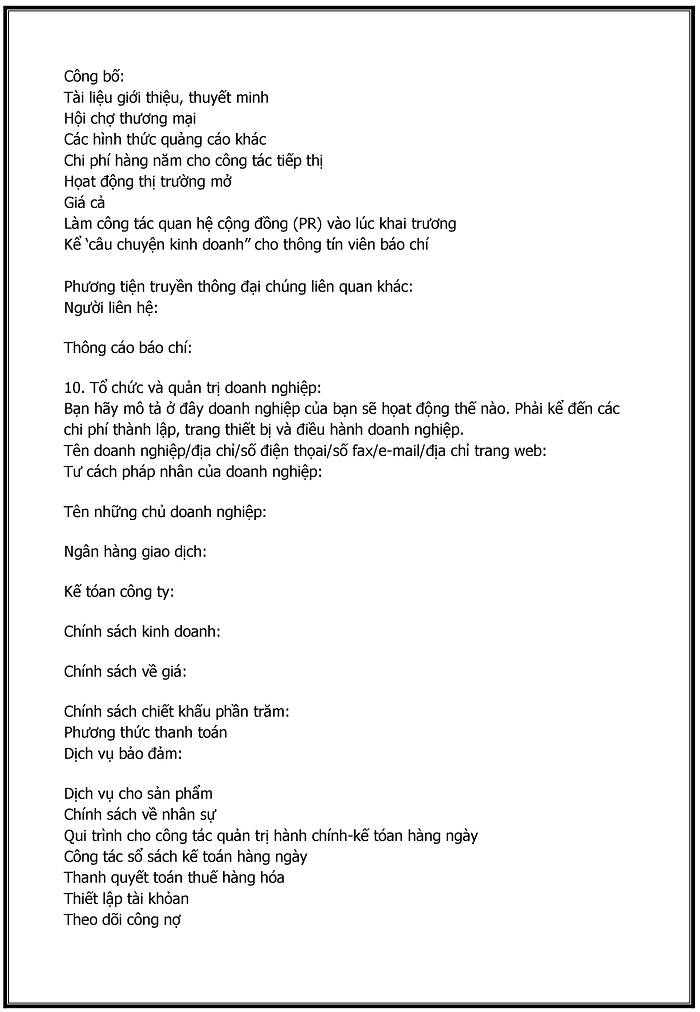 kế hoạch kinh doanh mẫu