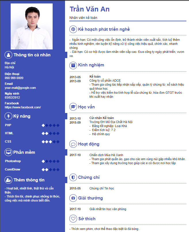 Mẫu CV k&egrave;m kế hoạch ph&aacute;t triển nghề