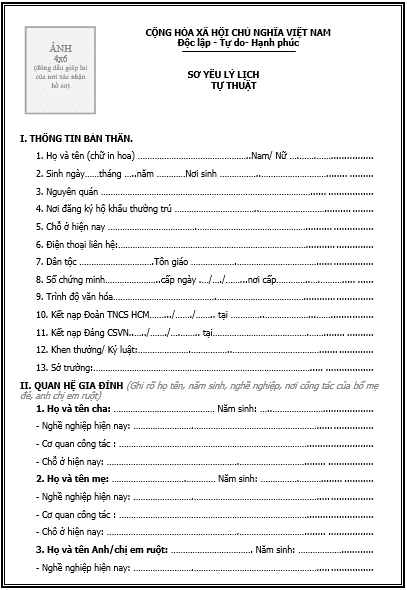 Sơ yếu l&yacute; lịch