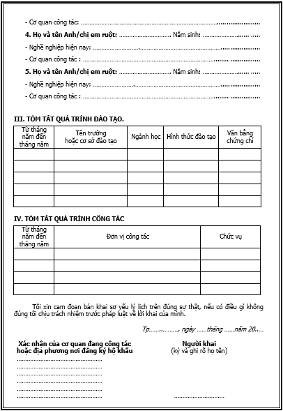 Sơ yếu l&yacute; lịch