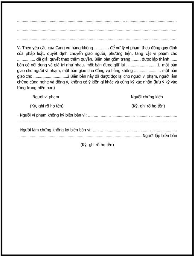 mẫu bi&ecirc;n bản vi phạm
