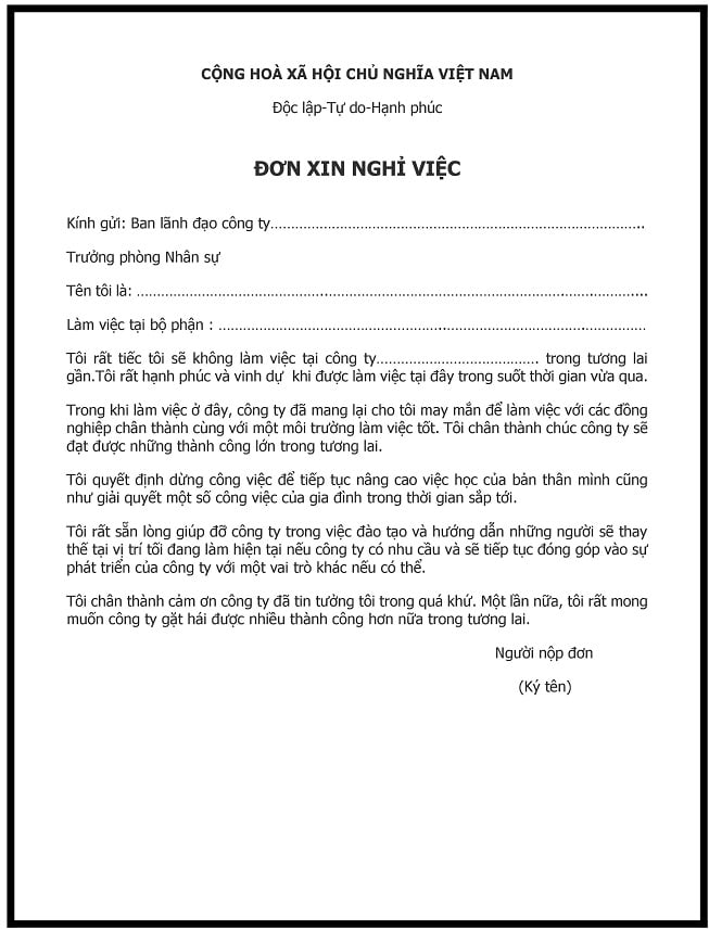 Mẫu xin nghỉ việc hay v&agrave; ấn tượng