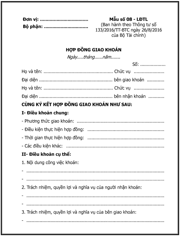 mẫu hợp đồng giao kho&aacute;n nh&acirc;n c&ocirc;ng theo th&ocirc;ng tư 133