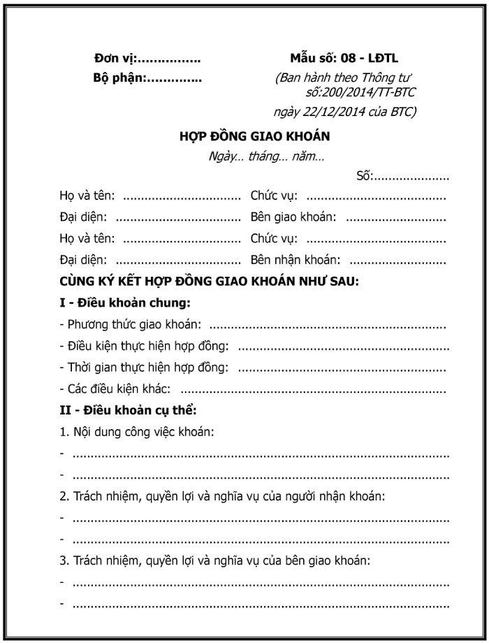 mẫu hợp đồng giao kho&aacute;n nh&acirc;n c&ocirc;ng theo th&ocirc;ng tư 200