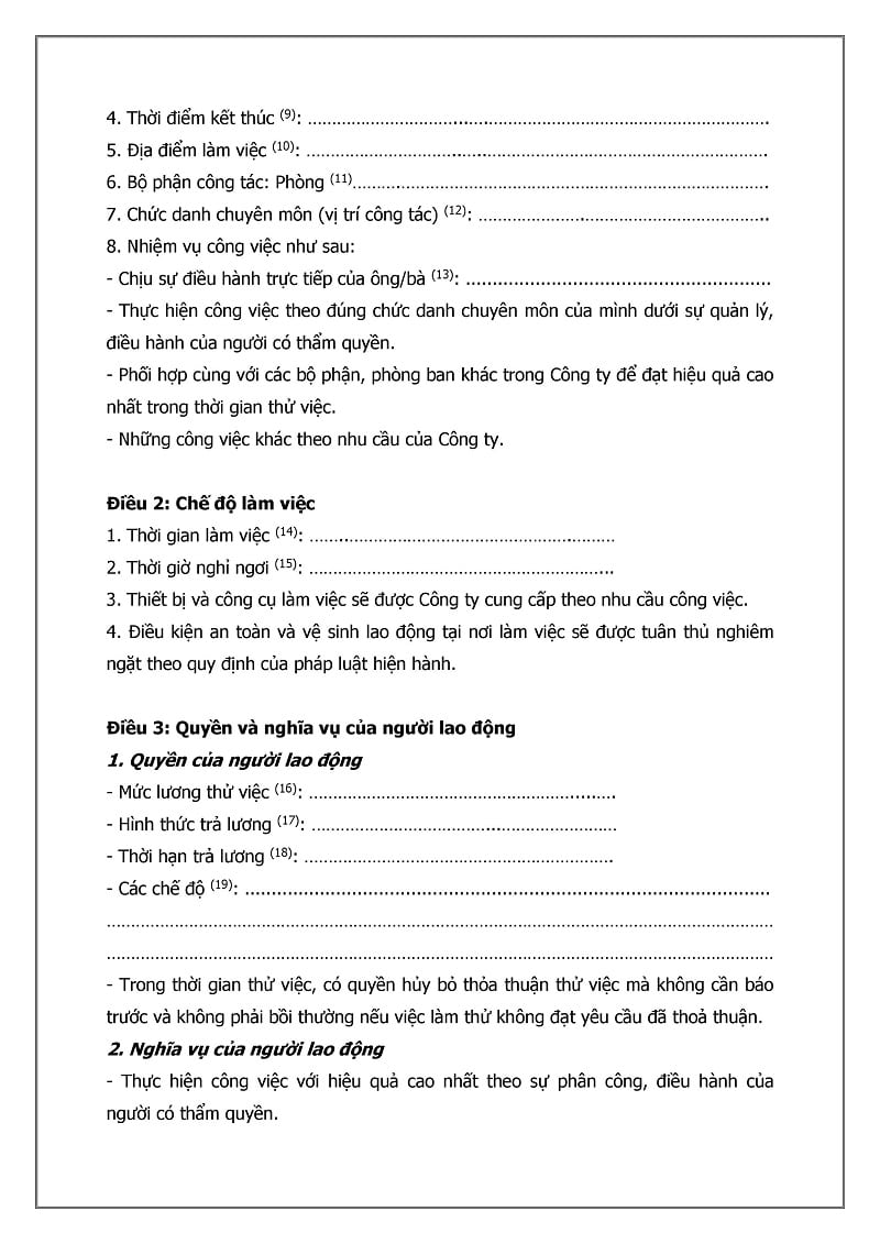 hợp đồng thử việc