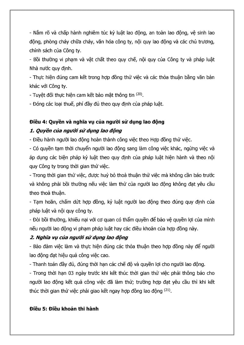 hợp đồng thử việc
