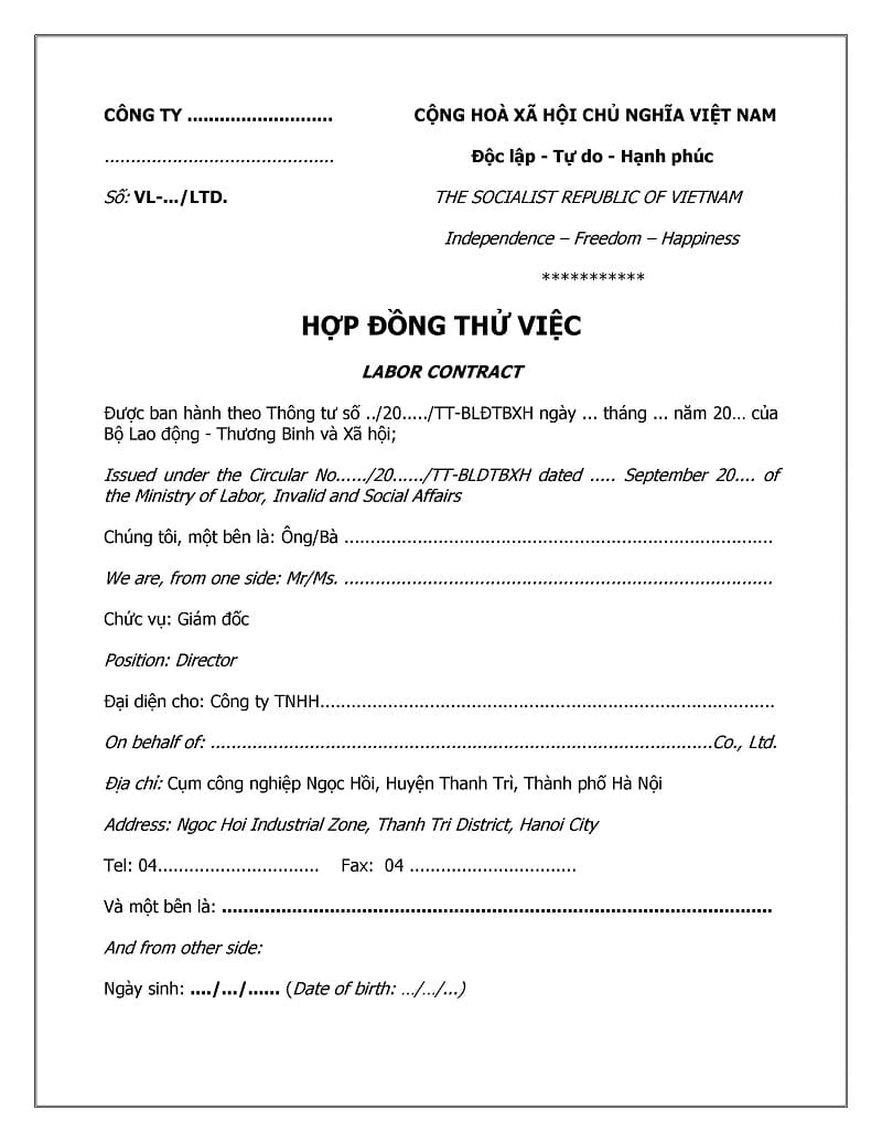 hợp đồng thử việc