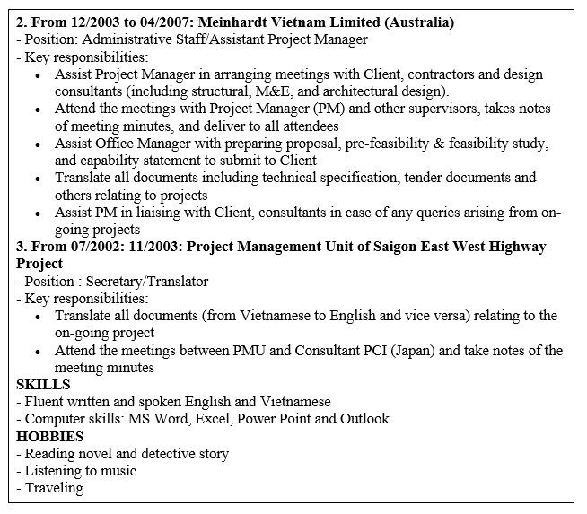 Mẫu sơ yếu l&yacute; lịch tiếng Anh: sơ yếu l&yacute; lịch cần c&oacute; đầy đủ c&aacute;c nội dung cần thiết