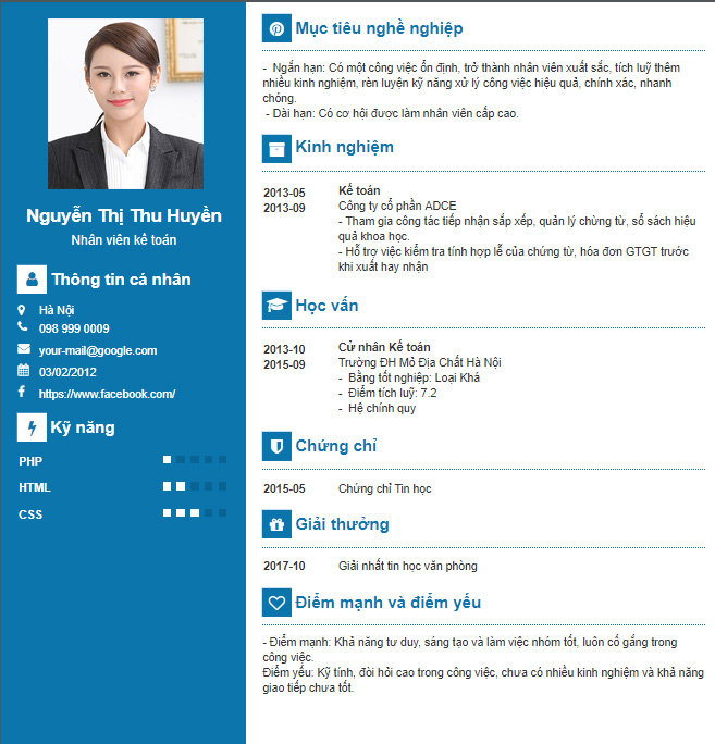 Một mẫu CV ho&agrave;n chỉnh với điểm mjnah v&agrave; điểm cần khắc phục