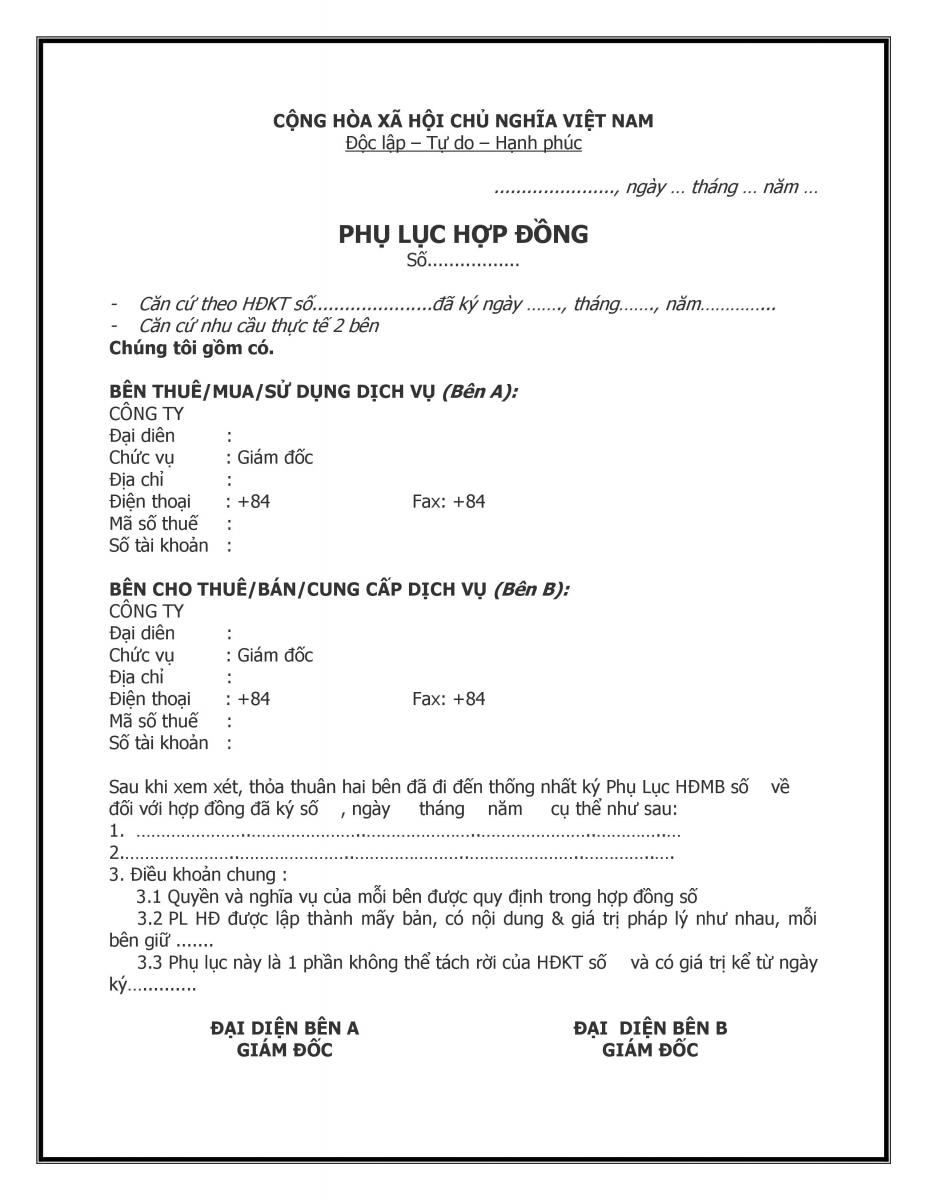 Phụ lục hợp đồng