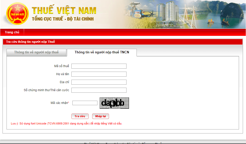 tra cứu m&atilde; số thuế tncn