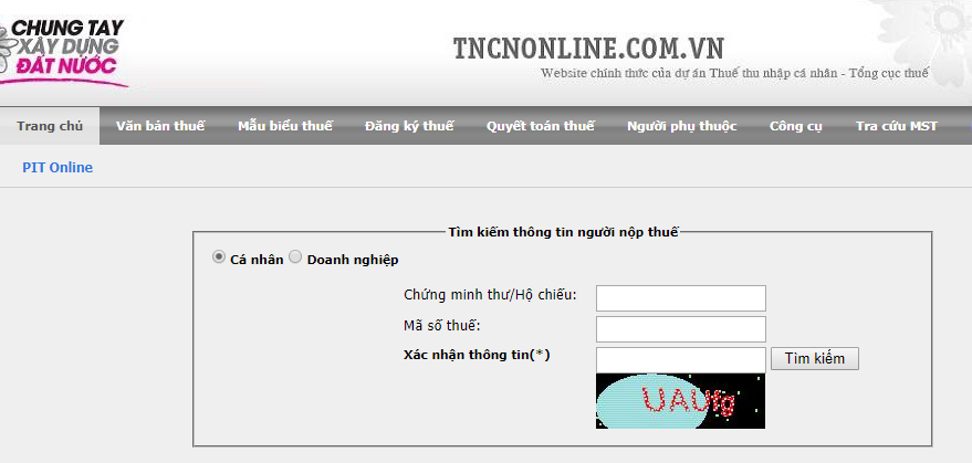 Trang web kh&aacute;c tra cứu th&ocirc;ng tin người nộp thuế