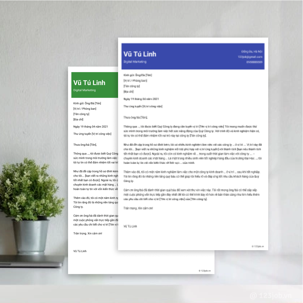 Mẫu Cover Letter Chuyên nghiệp tiếng Việt - Sáng tạo