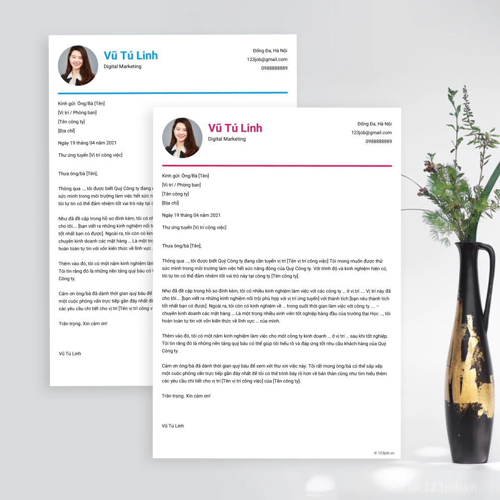 Mẫu Cover Letter Dòng thời gian tiếng Việt - Sáng tạo