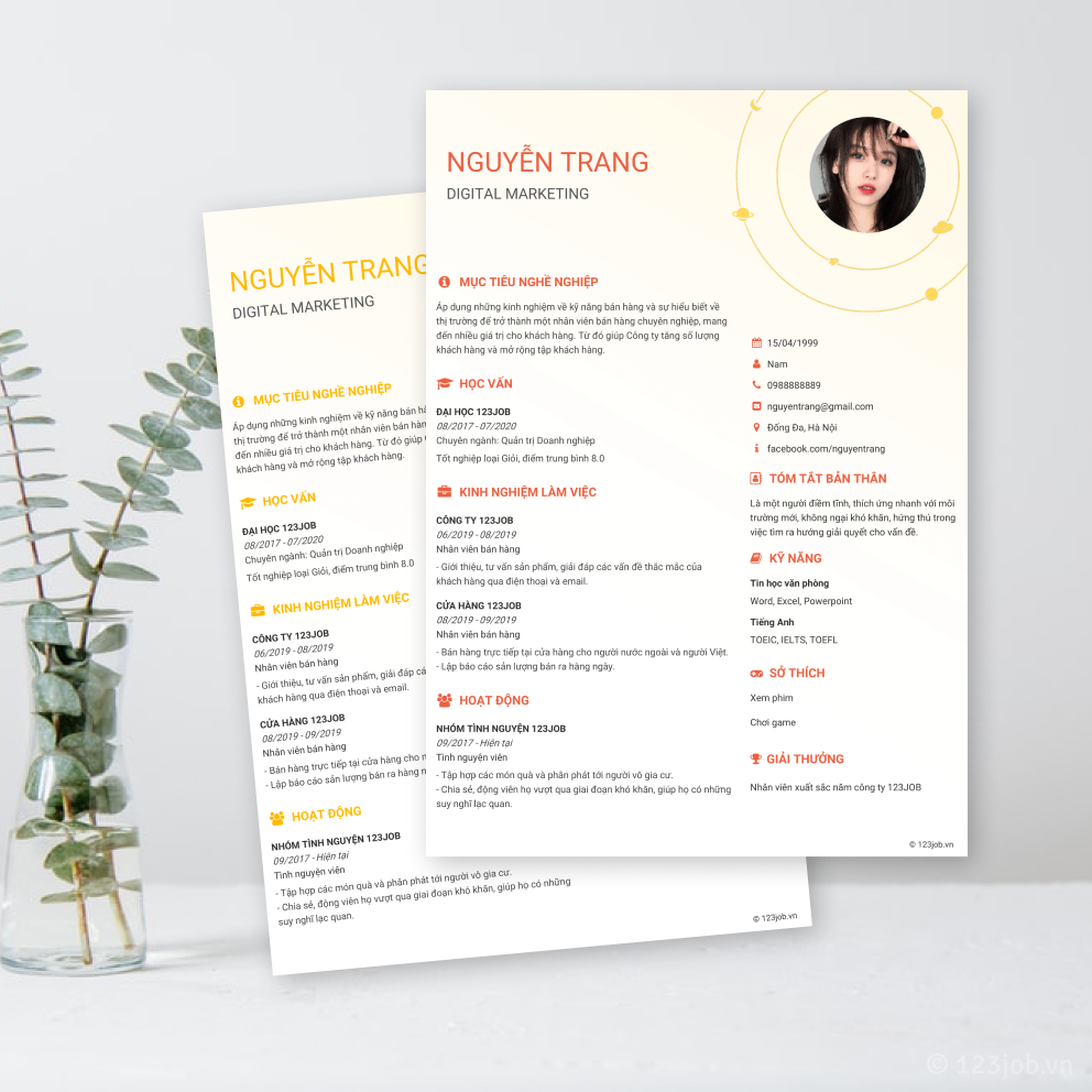 Mẫu CV Hoàng Kim - Ấn tượng