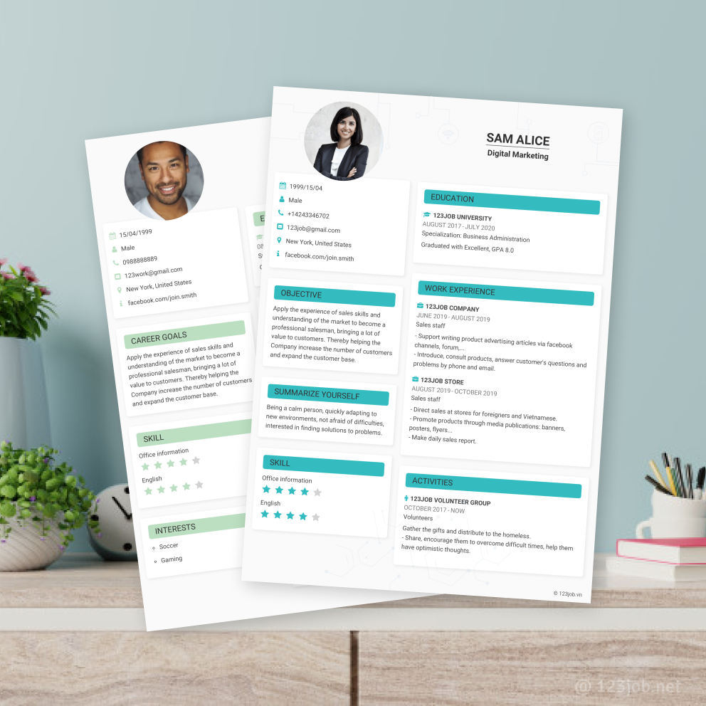 Mẫu CV Thanh lịch tiếng Anh - Tinh tế