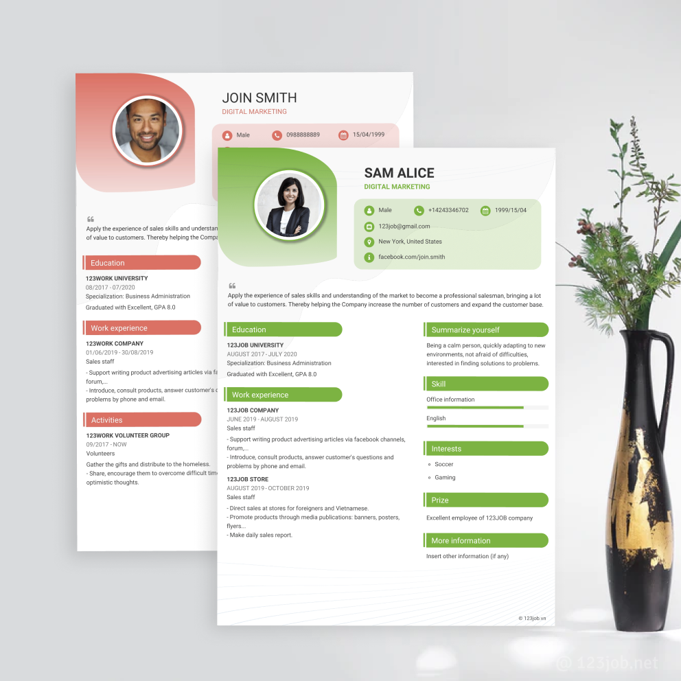 Mẫu CV Outstanding cực phẩm tiếng Anh - Sáng tạo