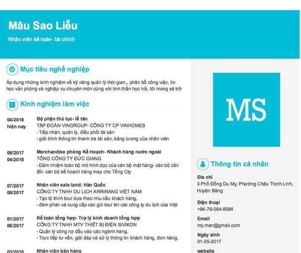 Gợi ý cách viết Mẫu CV tham khảo Nhân viên kế toán- tài chính