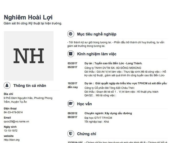 Gợi ý cách viết Mẫu CV tham khảo Giám sát thi công /Kỹ thuật tại hiện trường.