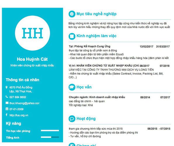 Gợi ý cách viết Mẫu CV tham khảo Nhân viên chứng từ xuất nhập khẩu